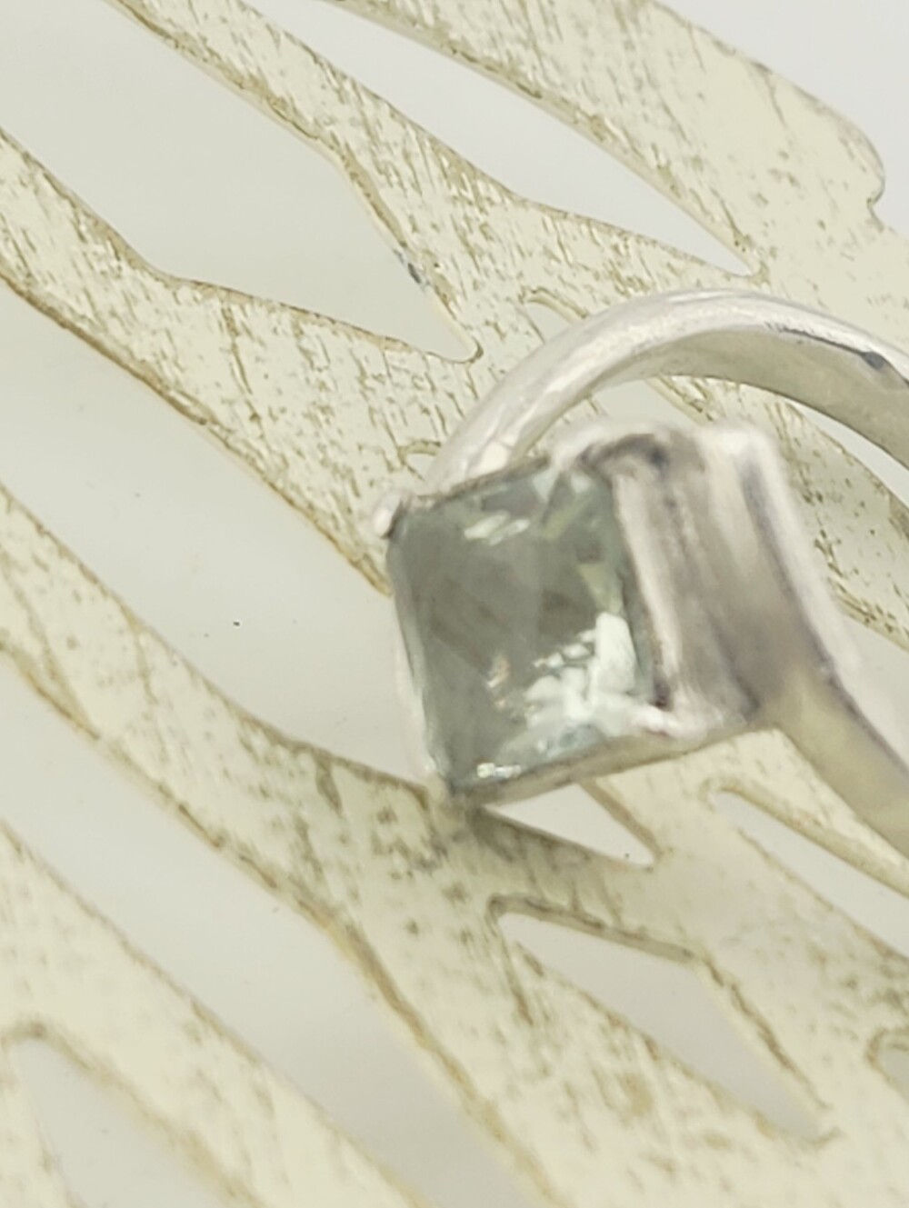 PRASIOLITE GEMSTONE RING HANDMADE IN STERLING SILVEL RECYCLE METAL SIZE 7 - Picture 15 of 16